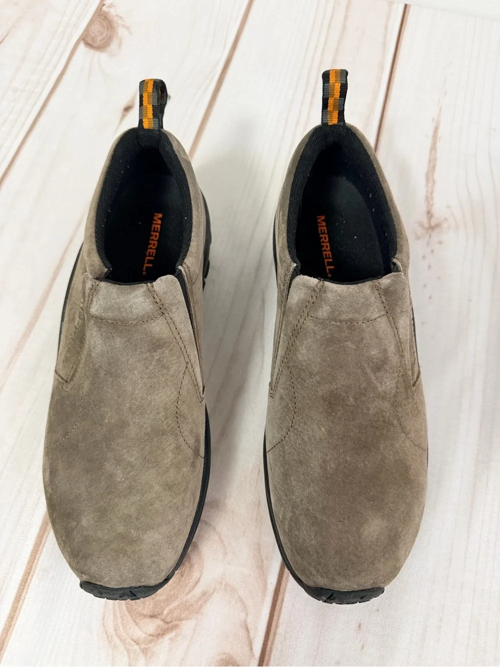 Merrell Mens Jungle Mocs Size 11 Brown Suede Slip On Outdoors Rubber Soles